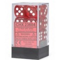 Set de 12 dés 6 Transparent Rouge/Blanc