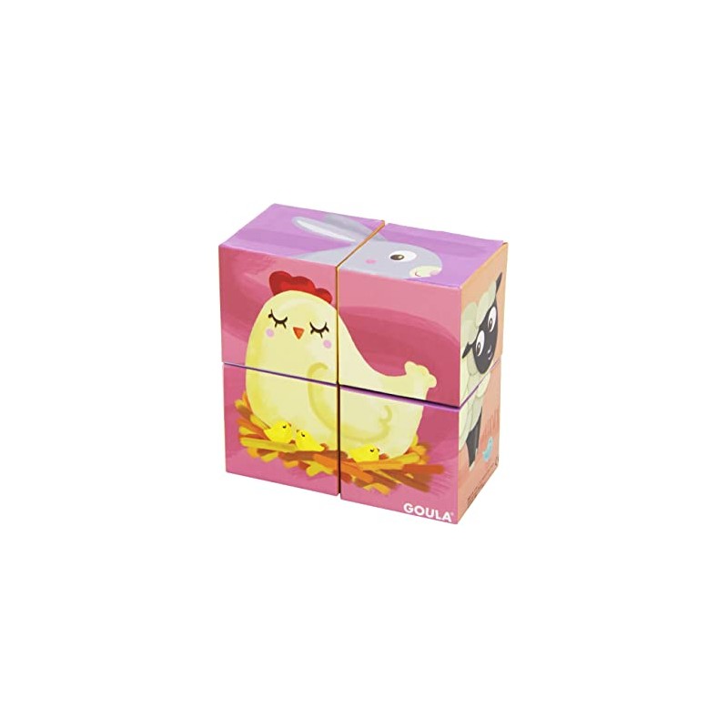 Puzzle 4 cubes Animaux de la Ferme - Maman et ses Petits / 4 Cubic puzzle